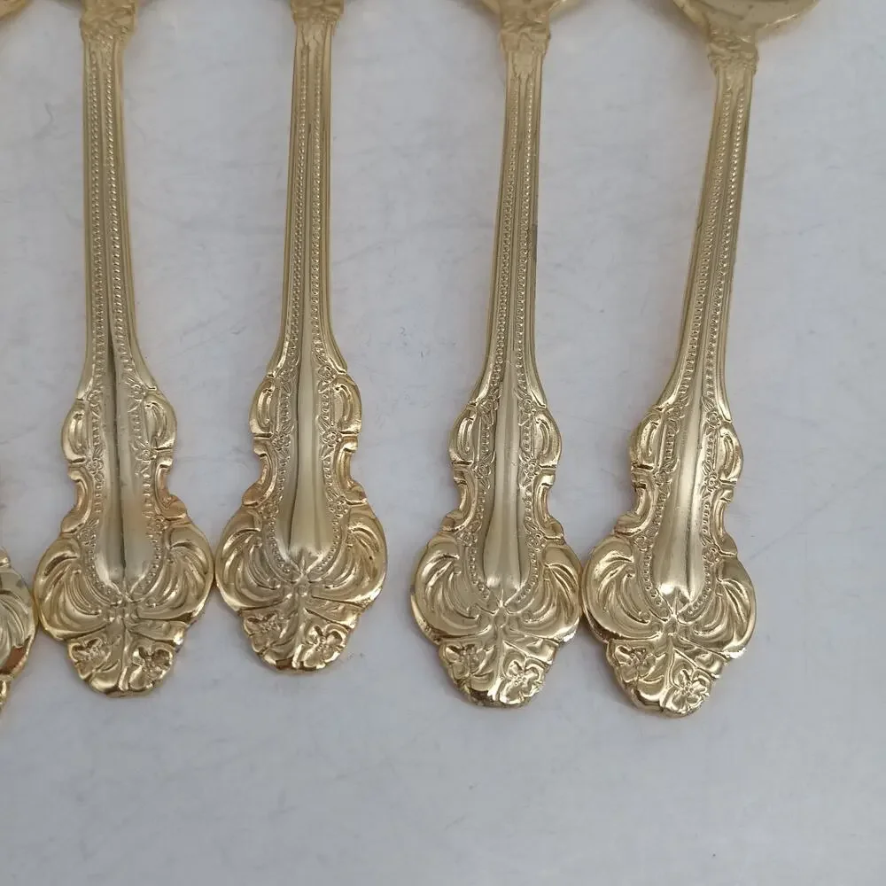 7X SpnFk Cambridge Gold Royal Fashion Teaspoons Salad Forks Flatware
